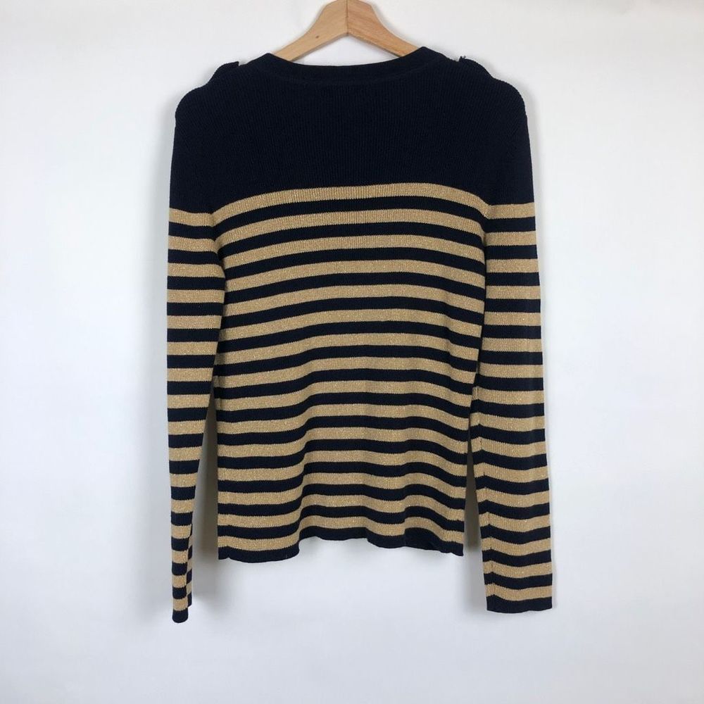 Lauren Jeans Co. Women's Tan Striped Pullover Long Sleeve Sweater Size Large - Picture 9 of 9